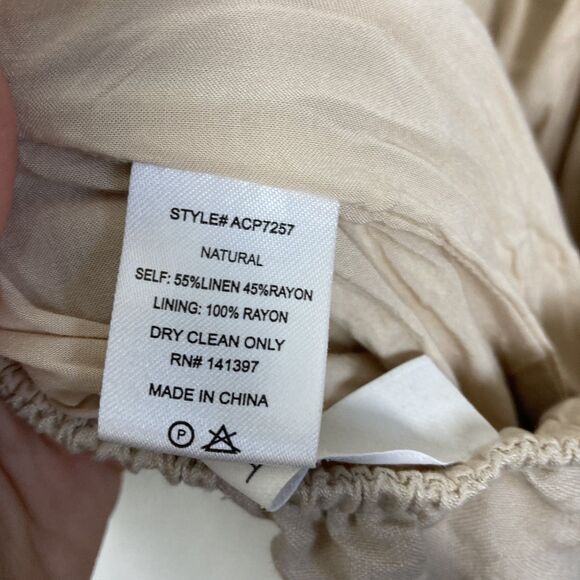 ASTR The Label Marise Jumpsuit Womens XS Beige Linen Blend Wide Leg Cut Out - Picture 13 of 16